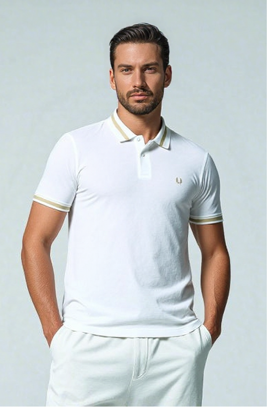 The Fred Perry polo shirt White WITH Embroidered LOGO - Slim Fit